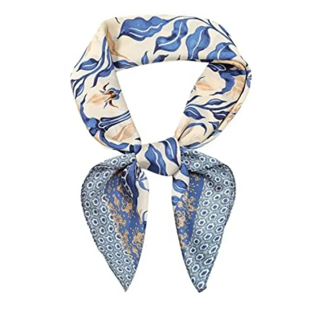 Women Light Blue Head Hair Scarf Like Satin Silk Scarf Sleeping Hair Wrapping